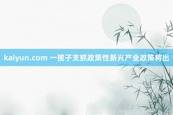 kaiyun.com 一揽子支抓政策性新兴产业政策将出