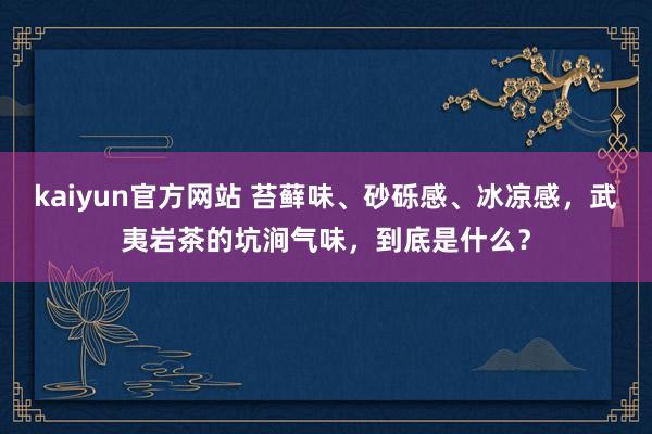 kaiyun官方网站 苔藓味、砂砾感、冰凉感，武夷岩茶的坑涧气味，到底是什么？