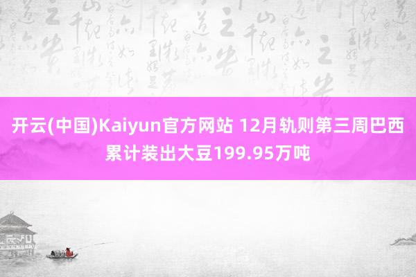 开云(中国)Kaiyun官方网站 12月轨则第三周巴西累计装出大豆199.95万吨