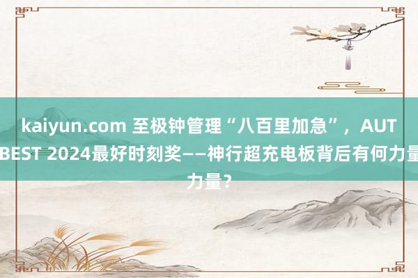 kaiyun.com 至极钟管理“八百里加急”，AUTOBEST 2024最好时刻奖——神行超充电板背后有何力量？