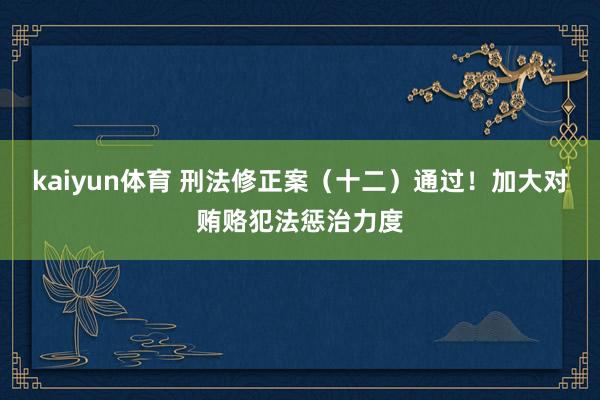 kaiyun体育 刑法修正案（十二）通过！加大对贿赂犯法惩治力度