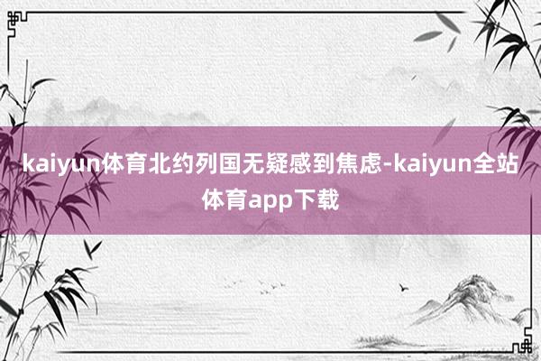 kaiyun体育北约列国无疑感到焦虑-kaiyun全站体育app下载