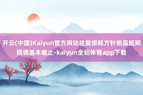 开云(中国)Kaiyun官方网站往复损耗方针袒露短期回调基本截止-kaiyun全站体育app下载